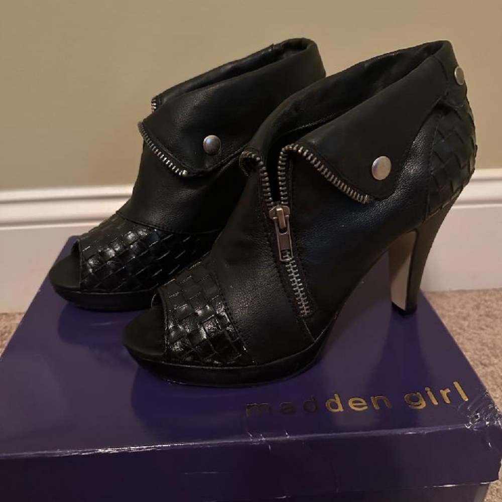 Black Peep Toe Heels